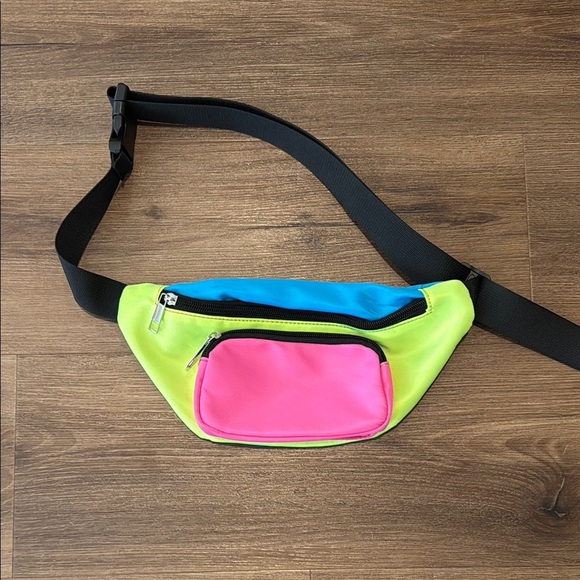 Three Pockets Neon Retro 80s Fanny Pack. - Picture 4 of 5